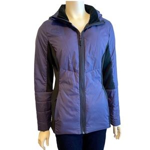 CHAMPION Purple Black Hooded Full Zip Winter Jacket - M